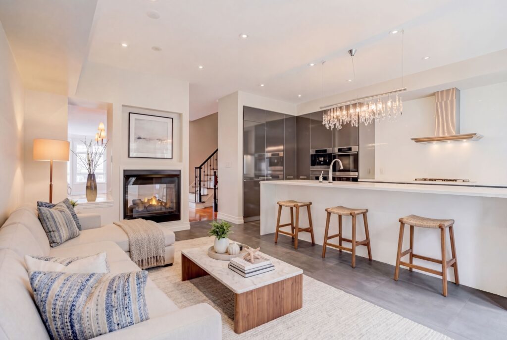 Family Room & Kitchen - Virtually Staged