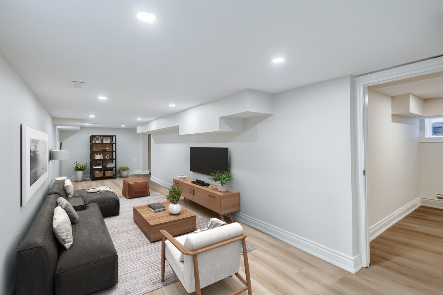 Basement Rec Room - Virtually Staged